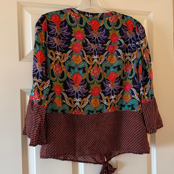 Maeve for Anthropologie Floral Tie Front Blouse Size 10 - Picture 3 of 3